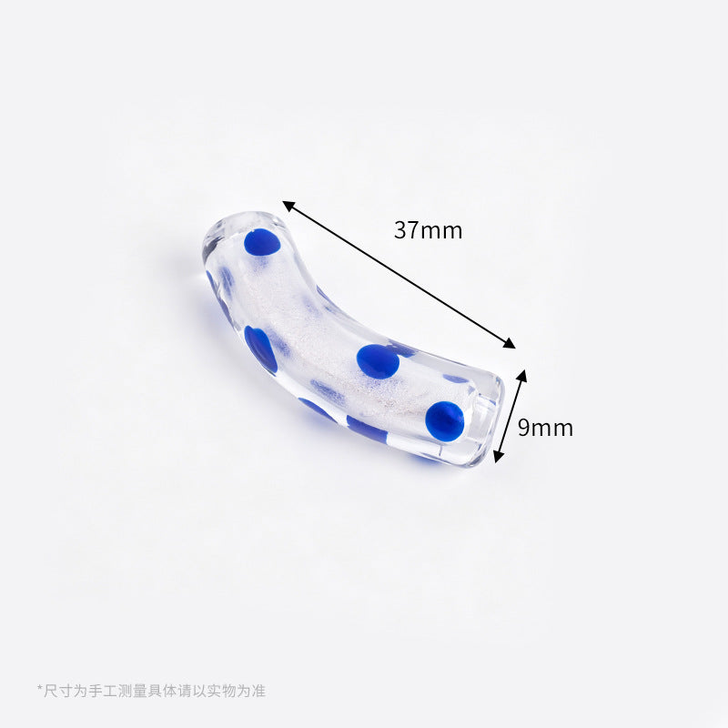 Retro Polka Dot Curved Noodle Beads – Colorful Chunky Acrylic Spacer Beads for Statement Jewelry & Crafts