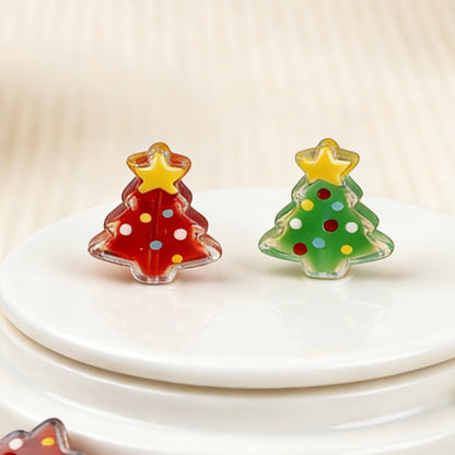 15x18mm Christmas Tree Glass Beads – Colorful Handcrafted Holiday Tree Spacer Beads for DIY Jewelry & Holiday Crafts