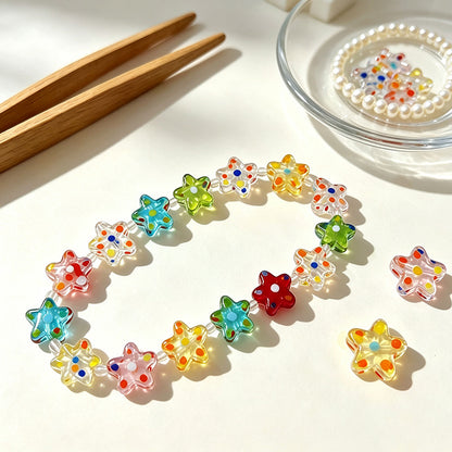17mm Colorful Confetti Star Glass Beads – Polka Dot Lampwork Star Spacer Beads for DIY Bracelets, Necklaces & Jewelry Making