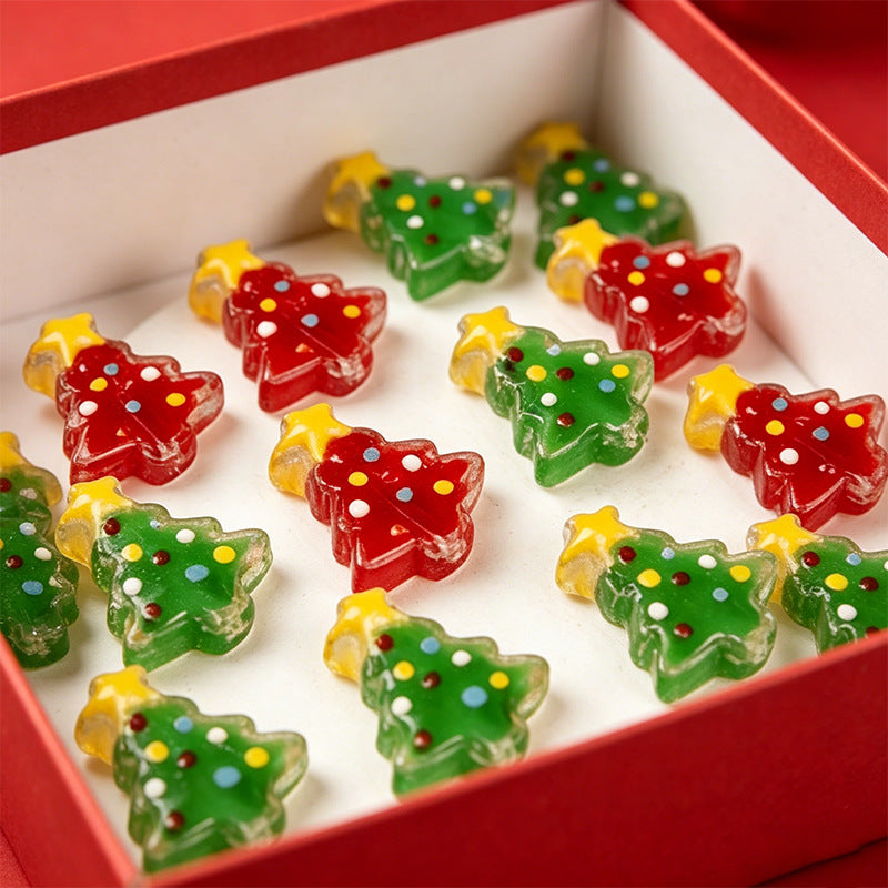 15x18mm Christmas Tree Glass Beads – Colorful Handcrafted Holiday Tree Spacer Beads for DIY Jewelry & Holiday Crafts