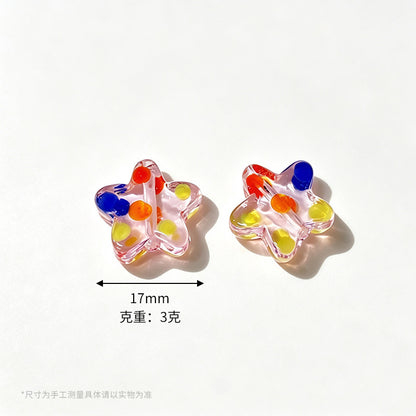 17mm Colorful Confetti Star Glass Beads – Polka Dot Lampwork Star Spacer Beads for DIY Bracelets, Necklaces & Jewelry Making