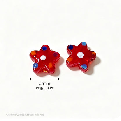 17mm Colorful Confetti Star Glass Beads – Polka Dot Lampwork Star Spacer Beads for DIY Bracelets, Necklaces & Jewelry Making