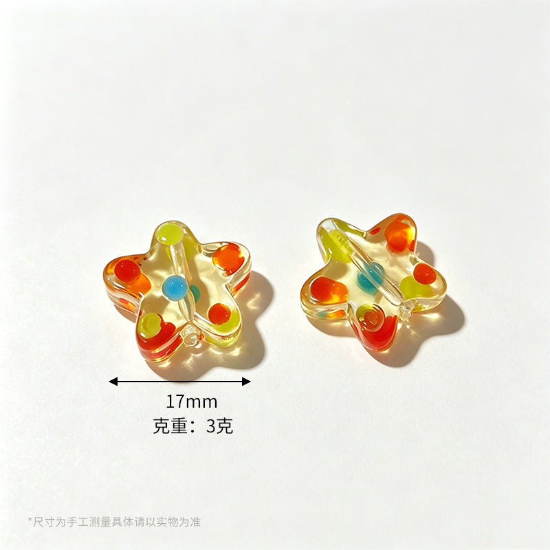 17mm Colorful Confetti Star Glass Beads – Polka Dot Lampwork Star Spacer Beads for DIY Bracelets, Necklaces & Jewelry Making