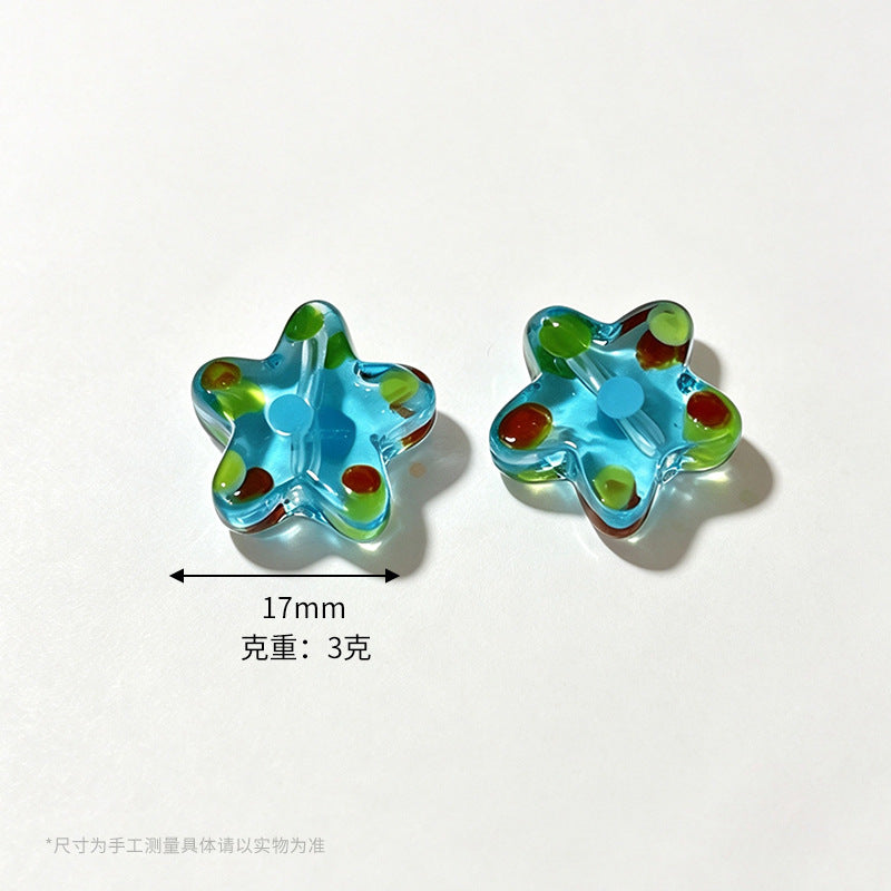 17mm Colorful Confetti Star Glass Beads – Polka Dot Lampwork Star Spacer Beads for DIY Bracelets, Necklaces & Jewelry Making