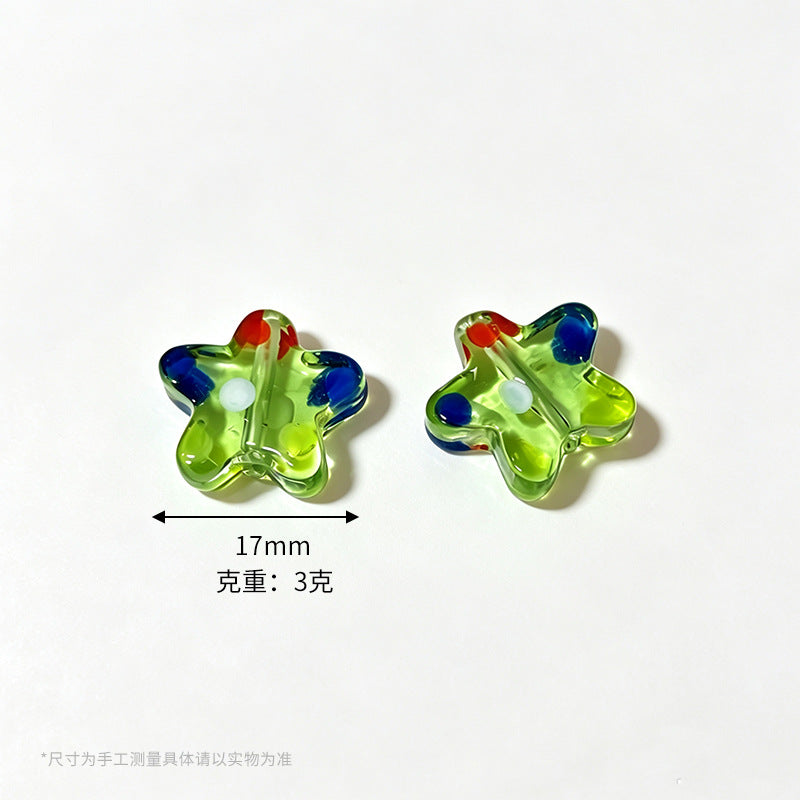 17mm Colorful Confetti Star Glass Beads – Polka Dot Lampwork Star Spacer Beads for DIY Bracelets, Necklaces & Jewelry Making