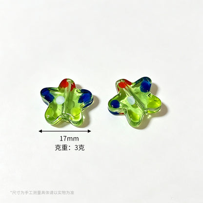 17mm Colorful Confetti Star Glass Beads – Polka Dot Lampwork Star Spacer Beads for DIY Bracelets, Necklaces & Jewelry Making