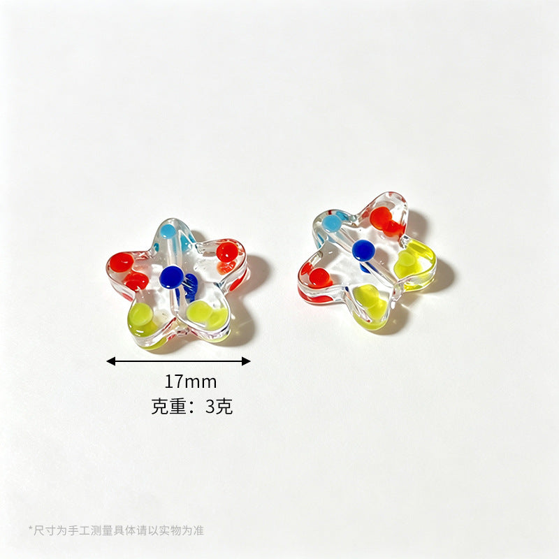 17mm Colorful Confetti Star Glass Beads – Polka Dot Lampwork Star Spacer Beads for DIY Bracelets, Necklaces & Jewelry Making