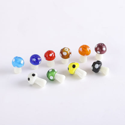 Whimsical Polka Dot Mushroom Glass Beads – Mini Fairycore Charms for Beaded Chokers, Phone Straps & Crafts