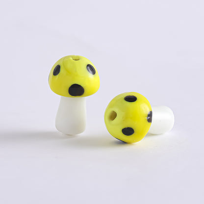 Whimsical Polka Dot Mushroom Glass Beads – Mini Fairycore Charms for Beaded Chokers, Phone Straps & Crafts
