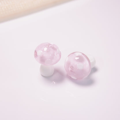 Whimsical Polka Dot Mushroom Glass Beads – Mini Fairycore Charms for Beaded Chokers, Phone Straps & Crafts