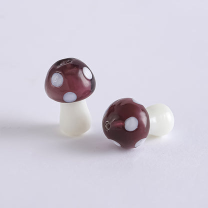 Whimsical Polka Dot Mushroom Glass Beads – Mini Fairycore Charms for Beaded Chokers, Phone Straps & Crafts