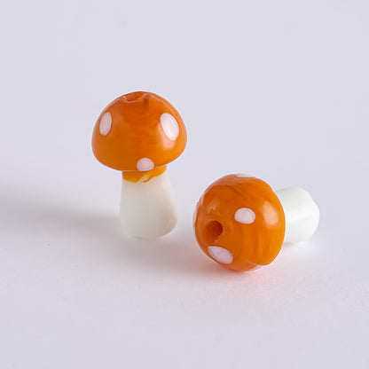 Whimsical Polka Dot Mushroom Glass Beads – Mini Fairycore Charms for Beaded Chokers, Phone Straps & Crafts