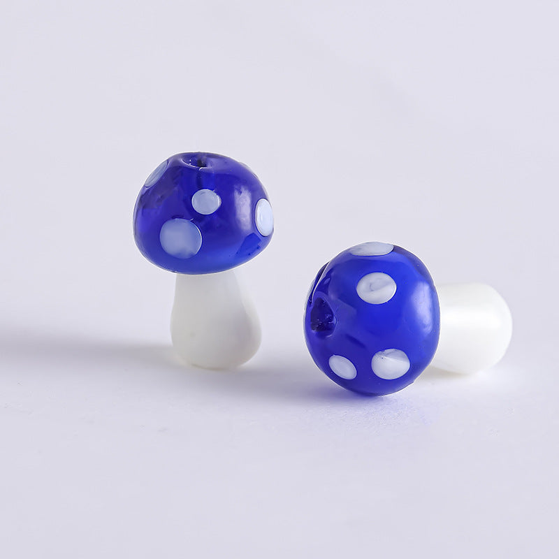 Whimsical Polka Dot Mushroom Glass Beads – Mini Fairycore Charms for Beaded Chokers, Phone Straps & Crafts