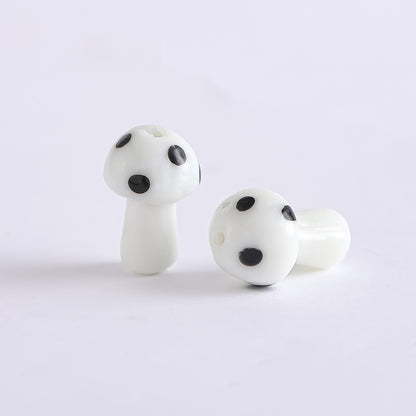 Whimsical Polka Dot Mushroom Glass Beads – Mini Fairycore Charms for Beaded Chokers, Phone Straps & Crafts