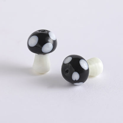 Whimsical Polka Dot Mushroom Glass Beads – Mini Fairycore Charms for Beaded Chokers, Phone Straps & Crafts