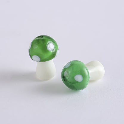 Whimsical Polka Dot Mushroom Glass Beads – Mini Fairycore Charms for Beaded Chokers, Phone Straps & Crafts