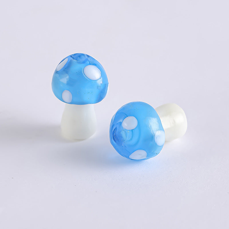 Whimsical Polka Dot Mushroom Glass Beads – Mini Fairycore Charms for Beaded Chokers, Phone Straps & Crafts