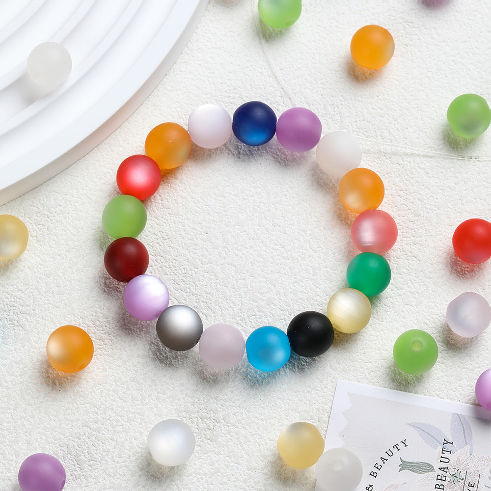 Natural Frosted Cat Eye Glass Beads – Matte Pastel Rainbow Loose Beads for Jewelry Making & DIY Crafts (8mm, 10mm, 12mm)