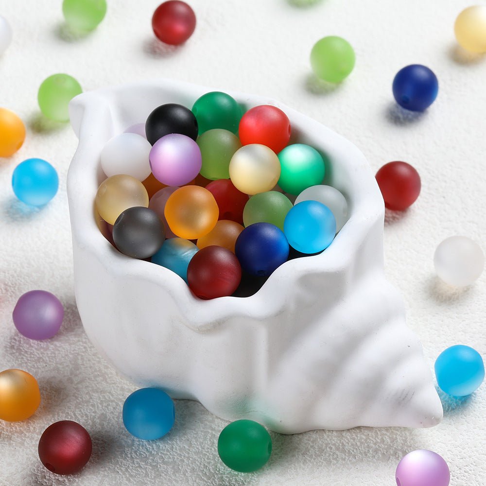 Natural Frosted Cat Eye Glass Beads – Matte Pastel Rainbow Loose Beads for Jewelry Making & DIY Crafts (8mm, 10mm, 12mm)
