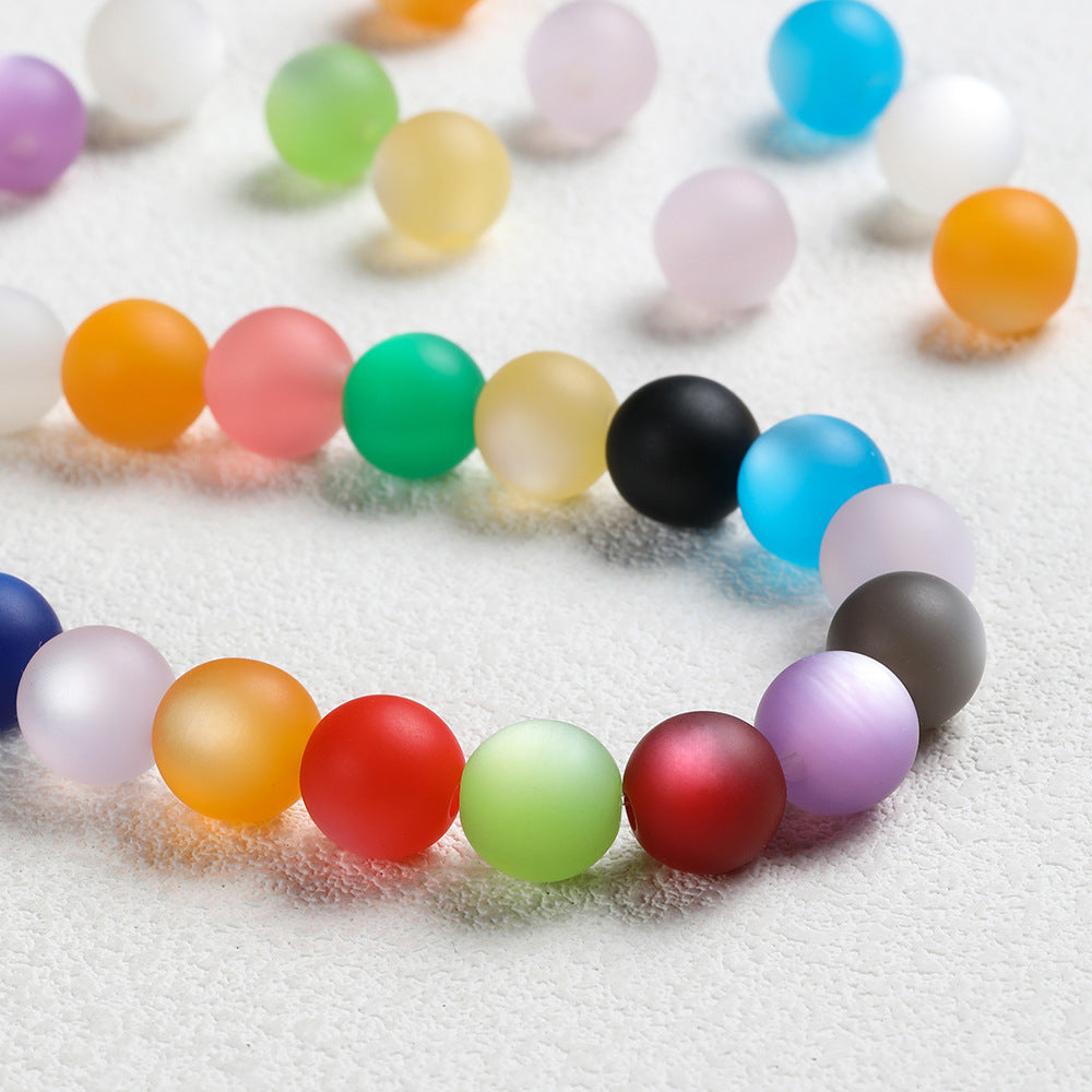 Natural Frosted Cat Eye Glass Beads – Matte Pastel Rainbow Loose Beads for Jewelry Making & DIY Crafts (8mm, 10mm, 12mm)