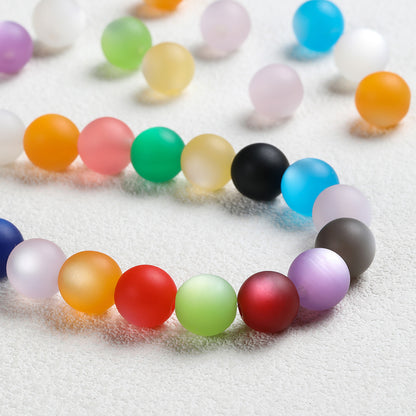Natural Frosted Cat Eye Glass Beads – Matte Pastel Rainbow Loose Beads for Jewelry Making & DIY Crafts (8mm, 10mm, 12mm)