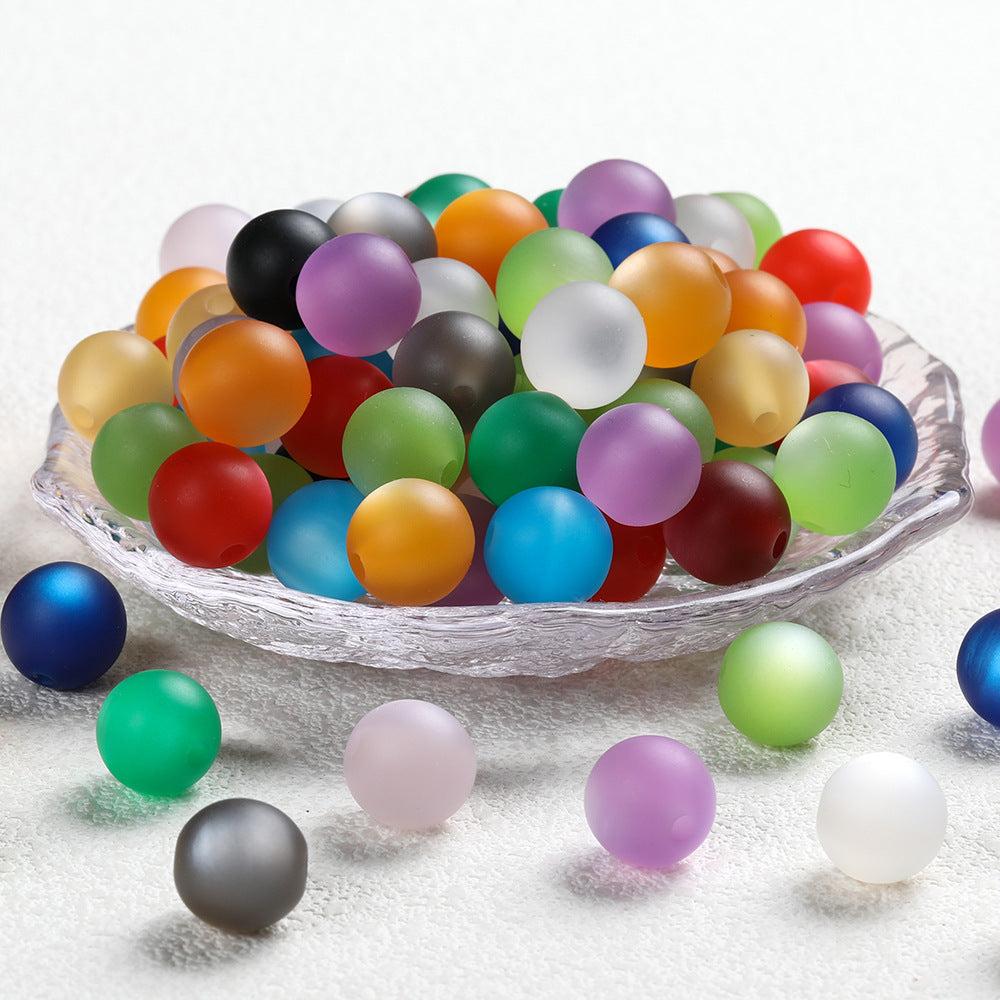Natural Frosted Cat Eye Glass Beads – Matte Pastel Rainbow Loose Beads for Jewelry Making & DIY Crafts (8mm, 10mm, 12mm)