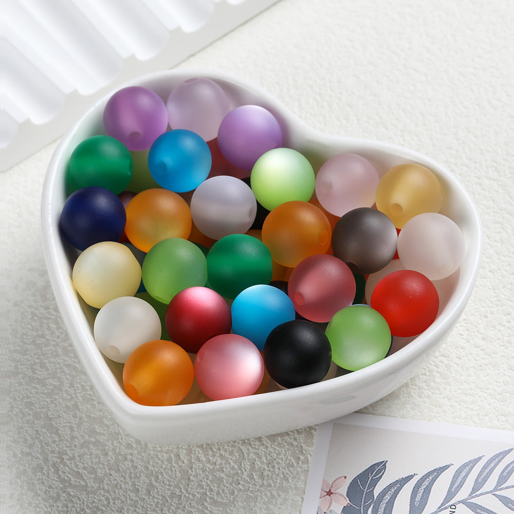 Natural Frosted Cat Eye Glass Beads – Matte Pastel Rainbow Loose Beads for Jewelry Making & DIY Crafts (8mm, 10mm, 12mm)