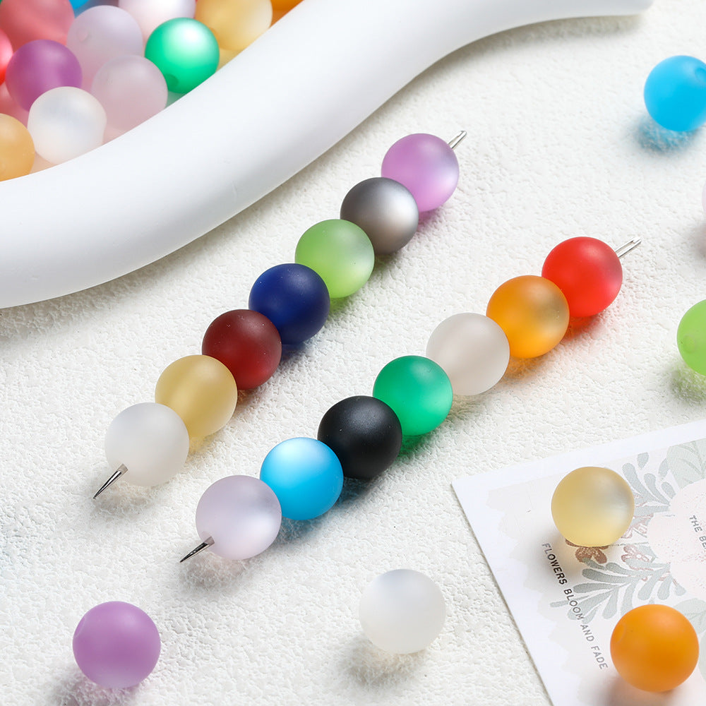 Natural Frosted Cat Eye Glass Beads – Matte Pastel Rainbow Loose Beads for Jewelry Making & DIY Crafts (8mm, 10mm, 12mm)