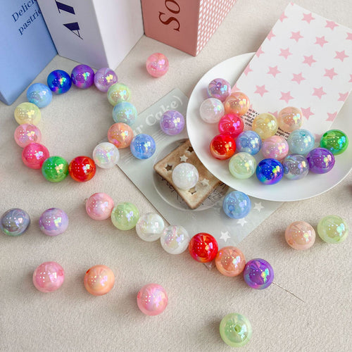 16mm UV Two-Tone Cloudy Round Beads, 3mm Hole Iridescent Swirl Acrylic Bubble Beads for DIY Beadable Pens, Keychains & Chunky Bracelets