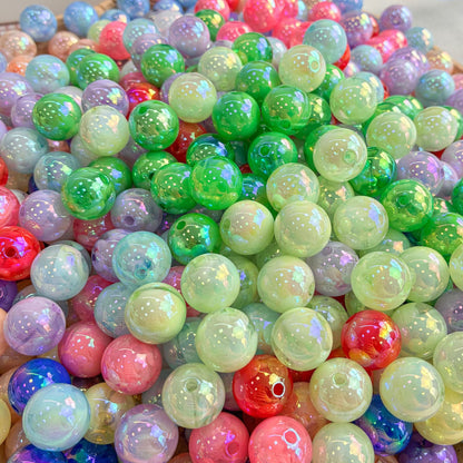 16mm UV Two-Tone Cloudy Round Beads, 3mm Hole Iridescent Swirl Acrylic Bubble Beads for DIY Beadable Pens, Keychains & Chunky Bracelets