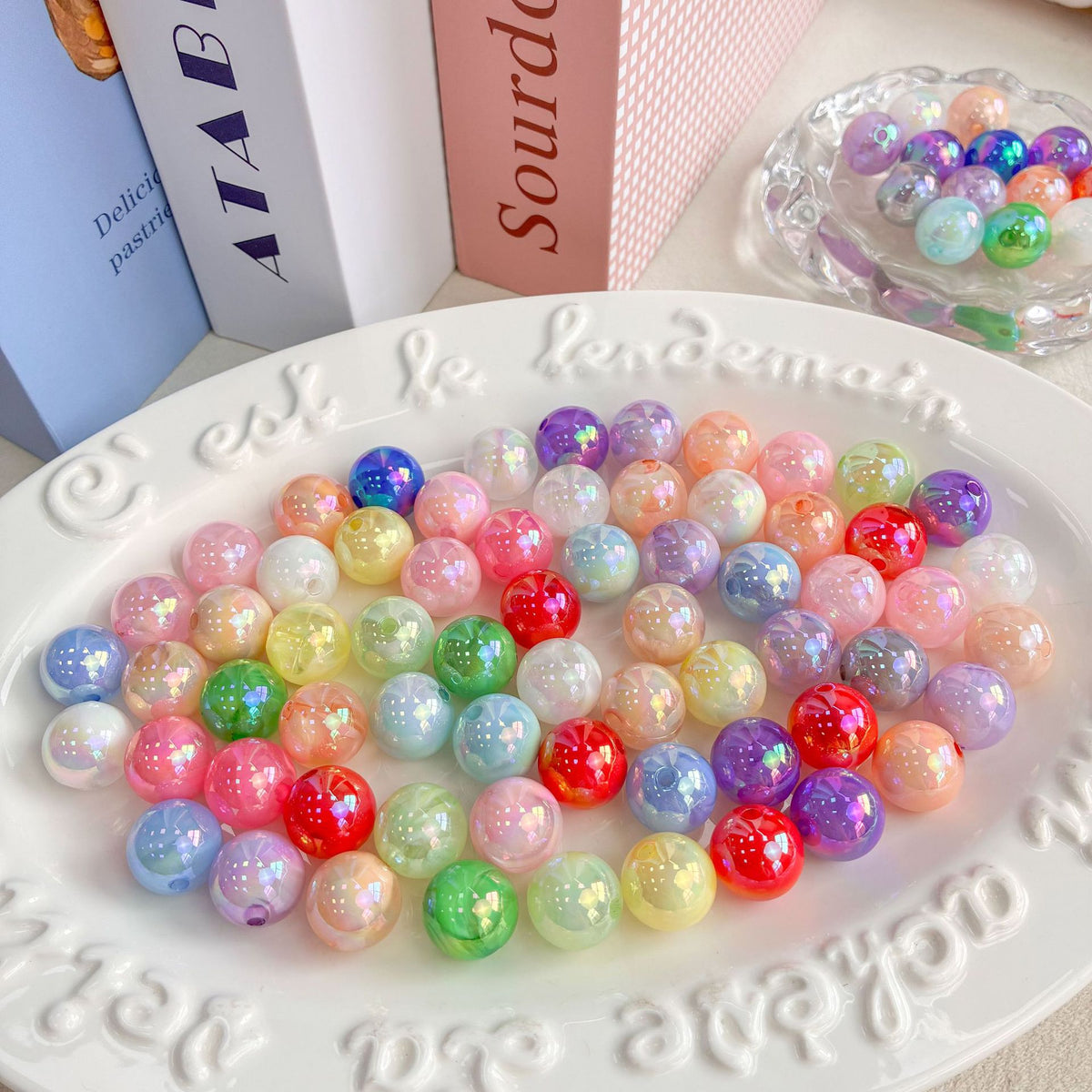 16mm UV Two-Tone Cloudy Round Beads, 3mm Hole Iridescent Swirl Acrylic Bubble Beads for DIY Beadable Pens, Keychains & Chunky Bracelets