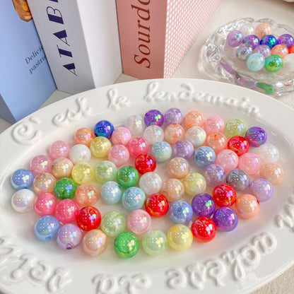 16mm UV Two-Tone Cloudy Round Beads, 3mm Hole Iridescent Swirl Acrylic Bubble Beads for DIY Beadable Pens, Keychains & Chunky Bracelets