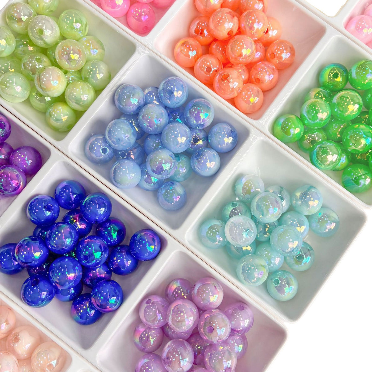 16mm UV Two-Tone Cloudy Round Beads, 3mm Hole Iridescent Swirl Acrylic Bubble Beads for DIY Beadable Pens, Keychains & Chunky Bracelets