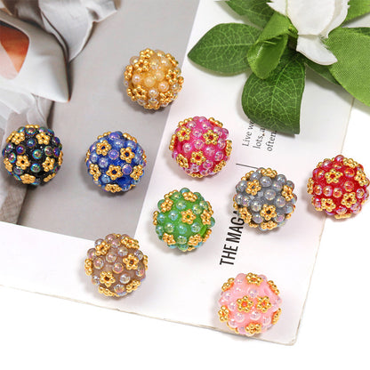 20x18mm Handmade Beaded Flower Ball Beads (2.8mm Large Hole), Colorful AB Round Loose Beads for Beadable Pens, DIY Jewelry, Bracelets & Necklaces