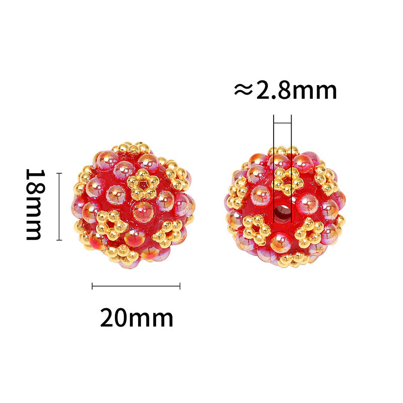 20x18mm Handmade Beaded Flower Ball Beads (2.8mm Large Hole), Colorful AB Round Loose Beads for Beadable Pens, DIY Jewelry, Bracelets & Necklaces