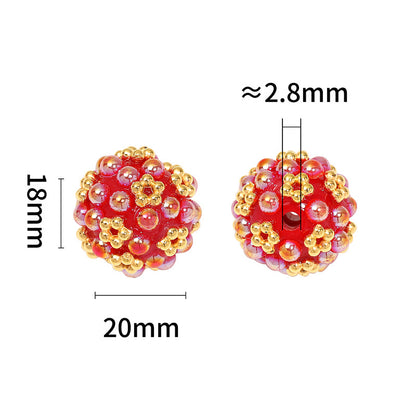 20x18mm Handmade Beaded Flower Ball Beads (2.8mm Large Hole), Colorful AB Round Loose Beads for Beadable Pens, DIY Jewelry, Bracelets & Necklaces