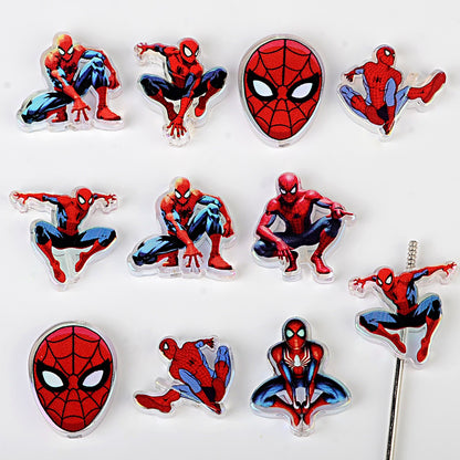 Web Hero Acrylic Focal Beads, Red & Blue Spider Hero Silhouette Charms for Beadable Pens, Keychains & DIY Jewelry Making