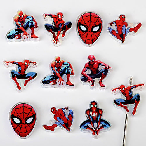 Web Hero Acrylic Focal Beads, Red & Blue Spider Hero Silhouette Charms for Beadable Pens, Keychains & DIY Jewelry Making