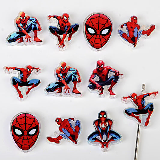 Web Hero Acrylic Focal Beads, Red & Blue Spider Hero Silhouette Charms for Beadable Pens, Keychains & DIY Jewelry Making