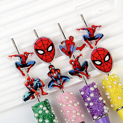 Web Hero Acrylic Focal Beads, Red & Blue Spider Hero Silhouette Charms for Beadable Pens, Keychains & DIY Jewelry Making