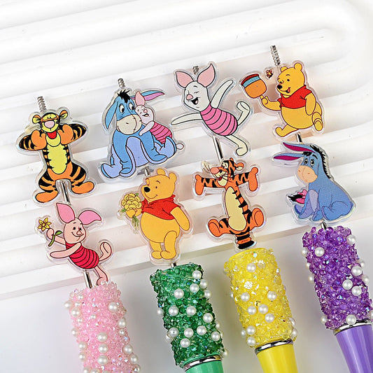Cute Forest Bear & Friends Acrylic Focal Beads, Cartoon Animals Figurine Beads for Beadable Pens, Keychains & DIY Jewelry Making