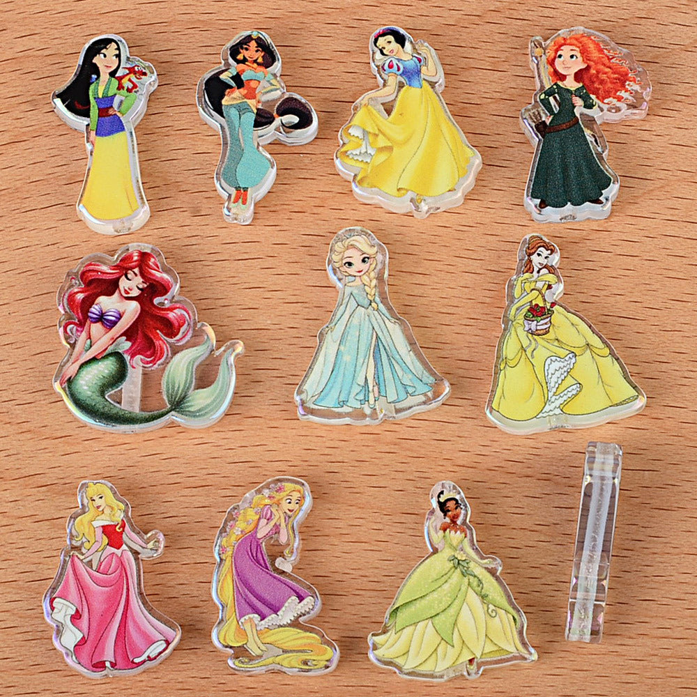 Fairytale Princess Acrylic Focal Beads, Cute Cartoon Royal Princess Charms for Beadable Pens, Keychains & DIY Jewelry Crafts
