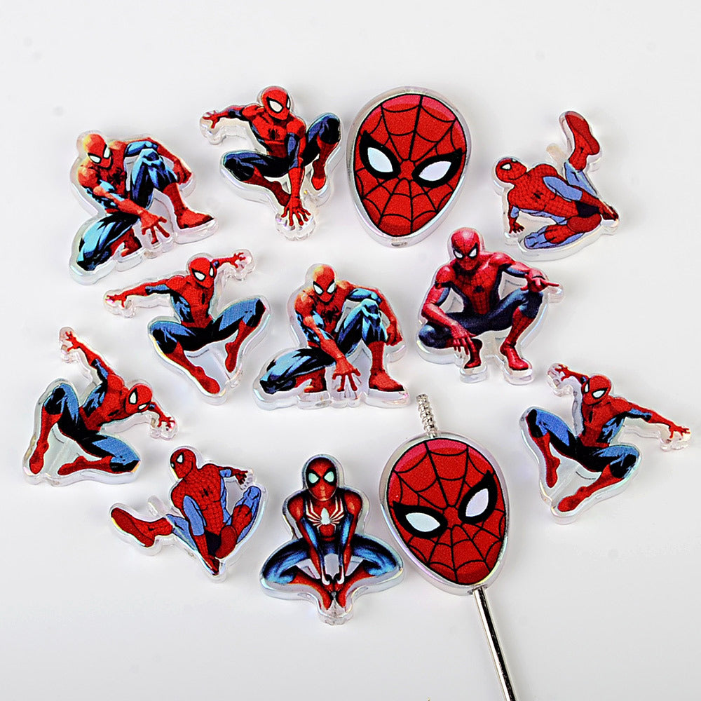 Web Hero Acrylic Focal Beads, Red & Blue Spider Hero Silhouette Charms for Beadable Pens, Keychains & DIY Jewelry Making