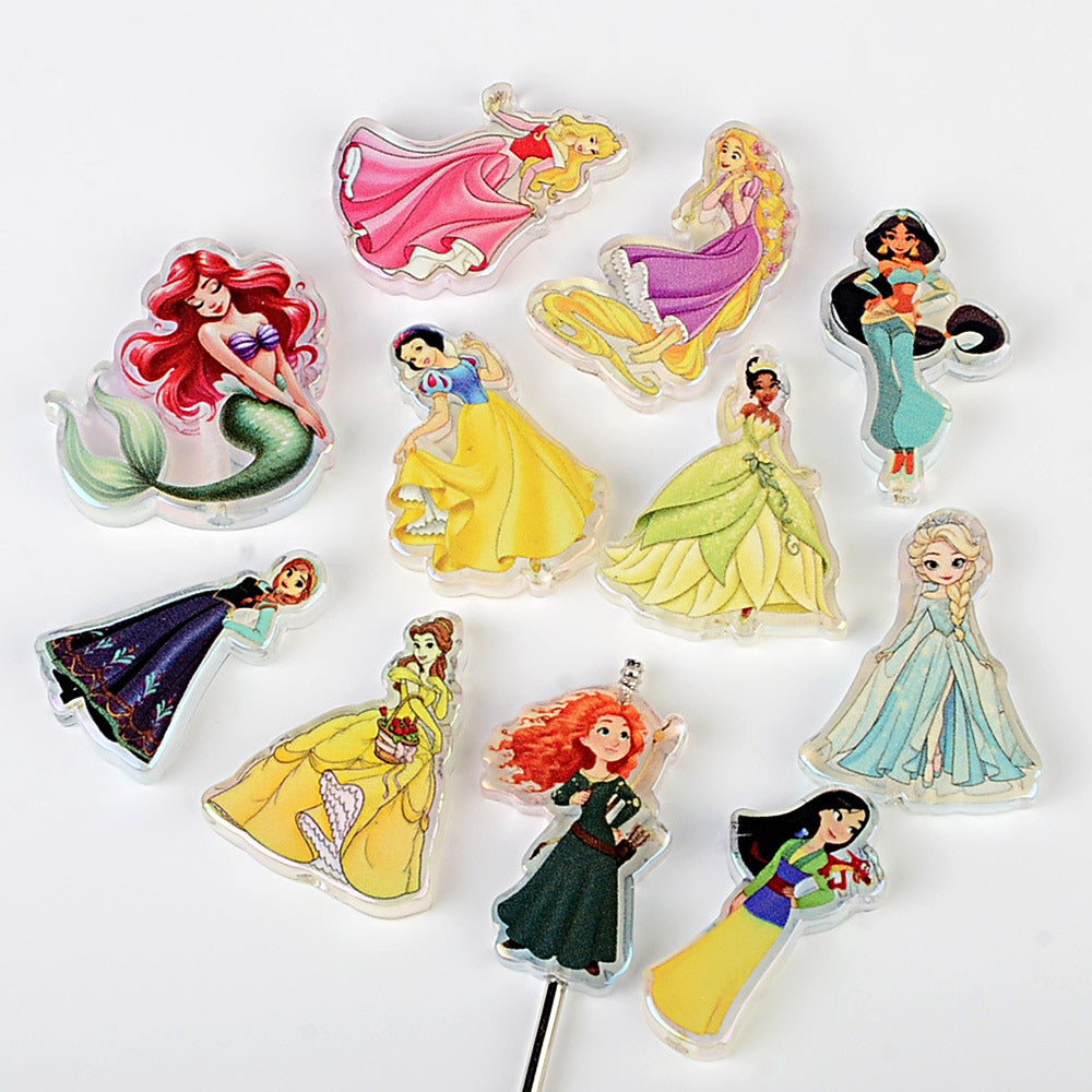 Fairytale Princess Acrylic Focal Beads, Cute Cartoon Royal Princess Charms for Beadable Pens, Keychains & DIY Jewelry Crafts