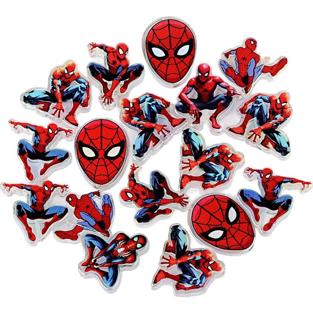Web Hero Acrylic Focal Beads, Red & Blue Spider Hero Silhouette Charms for Beadable Pens, Keychains & DIY Jewelry Making