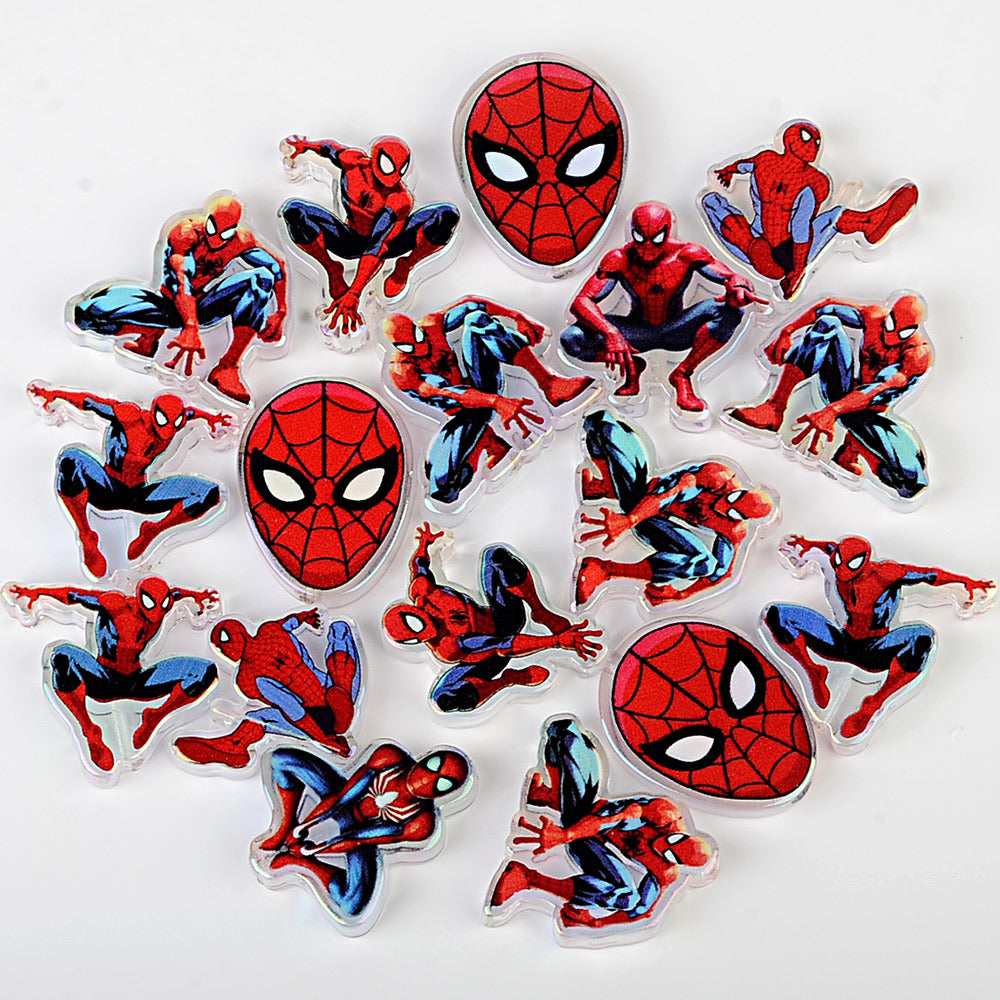 Web Hero Acrylic Focal Beads, Red & Blue Spider Hero Silhouette Charms for Beadable Pens, Keychains & DIY Jewelry Making