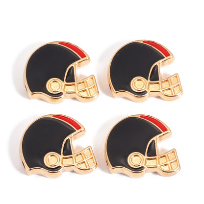 Enamel Sports Ball Charms & Slide Spacer Beads, Gold Plated Football Helmet Jersey Baseball Pendant for DIY Jewelry Making, Beadable Pens & Keychain Crafts