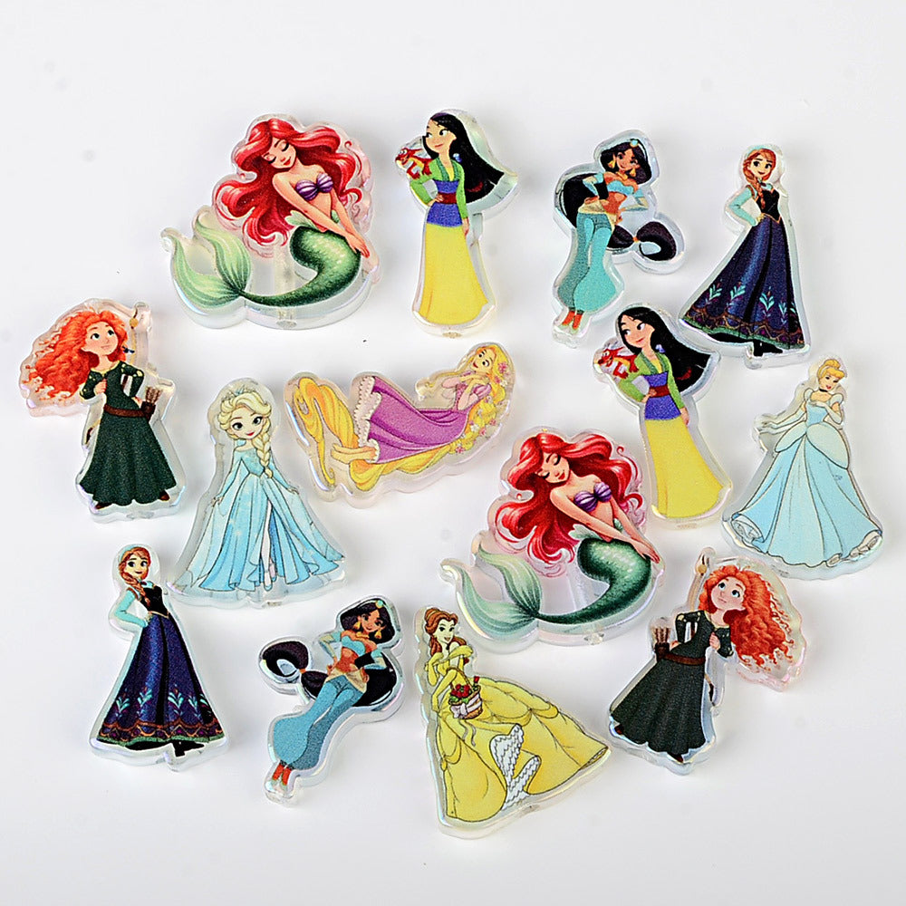 Fairytale Princess Acrylic Focal Beads, Cute Cartoon Royal Princess Charms for Beadable Pens, Keychains & DIY Jewelry Crafts