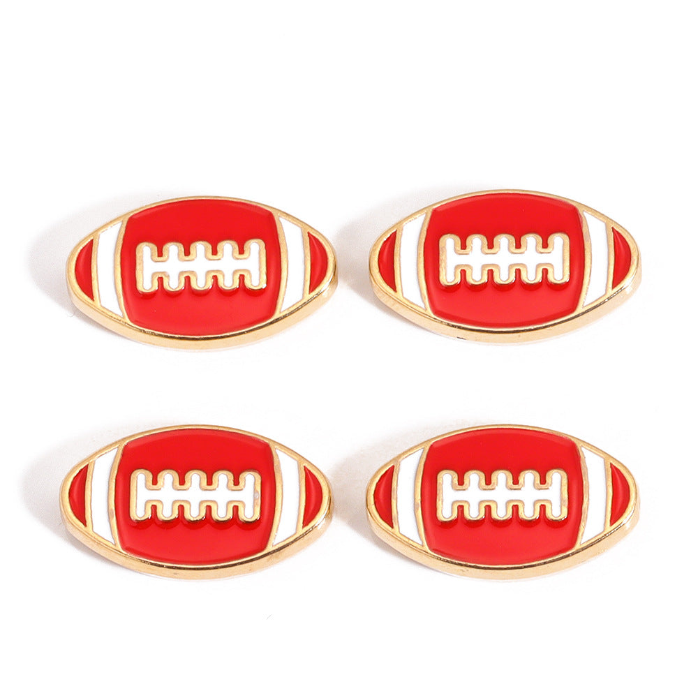 Enamel Sports Ball Charms & Slide Spacer Beads, Gold Plated Football Helmet Jersey Baseball Pendant for DIY Jewelry Making, Beadable Pens & Keychain Crafts