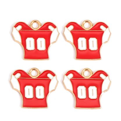 Enamel Sports Ball Charms & Slide Spacer Beads, Gold Plated Football Helmet Jersey Baseball Pendant for DIY Jewelry Making, Beadable Pens & Keychain Crafts